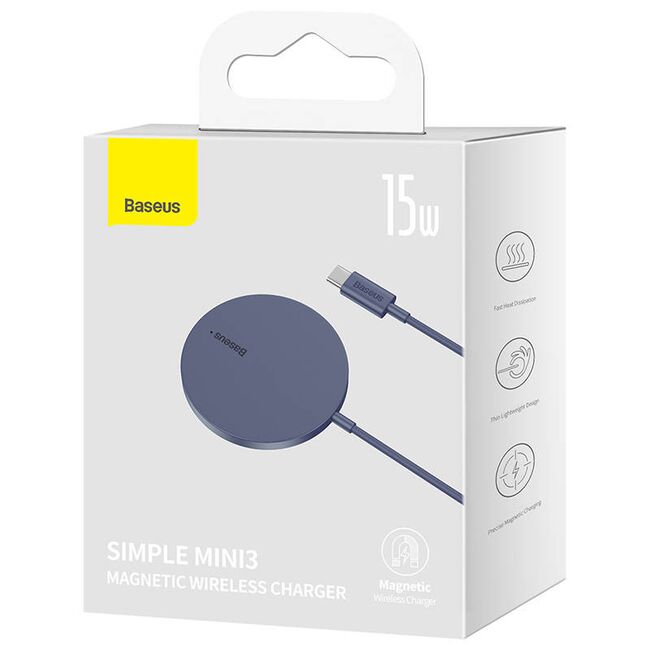 Incarcator wireless magnetic 15W Baseus Mini 3, mov