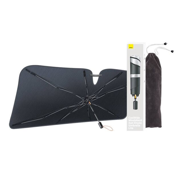 Parasolar auto pliabil tip umbrela Baseus 131 x 69mm, negru, CRKX000001