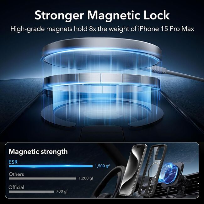 Husa iPhone 15 Pro Max ESR Boost Flickstand HaloLock, negru/transparenta