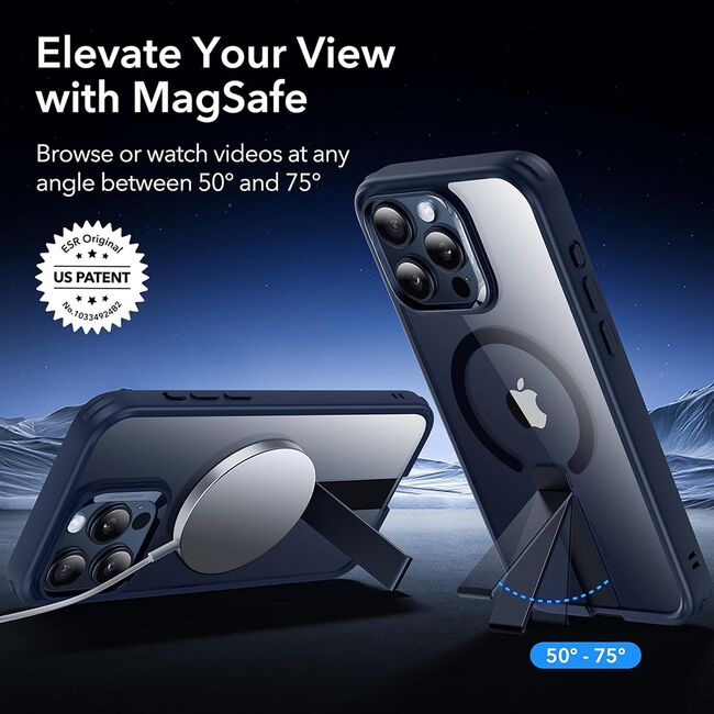 Husa iPhone 15 Pro Max ESR Boost Flickstand HaloLock, bleumarin