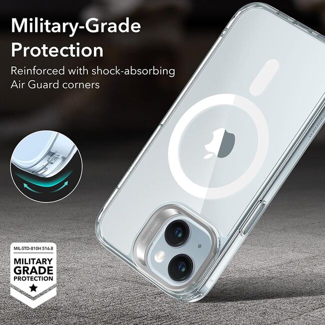 Husa iPhone 15 ESR Classic Hybrid HaloLock Kickstand, bleu