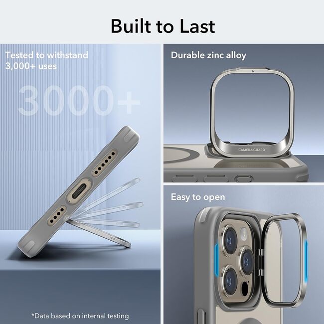 Husa iPhone 15 Pro Max ESR Classic Hybrid HaloLock Kickstand, gri