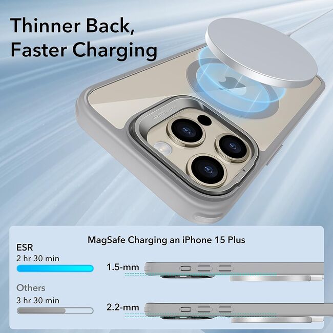 Husa iPhone 15 Pro Max ESR Classic Hybrid HaloLock Kickstand, gri
