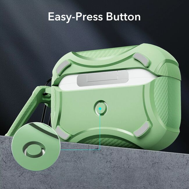 Husa Apple AirPods Pro 1 / 2 ESR Cyber Armor Tough HaloLock, verde
