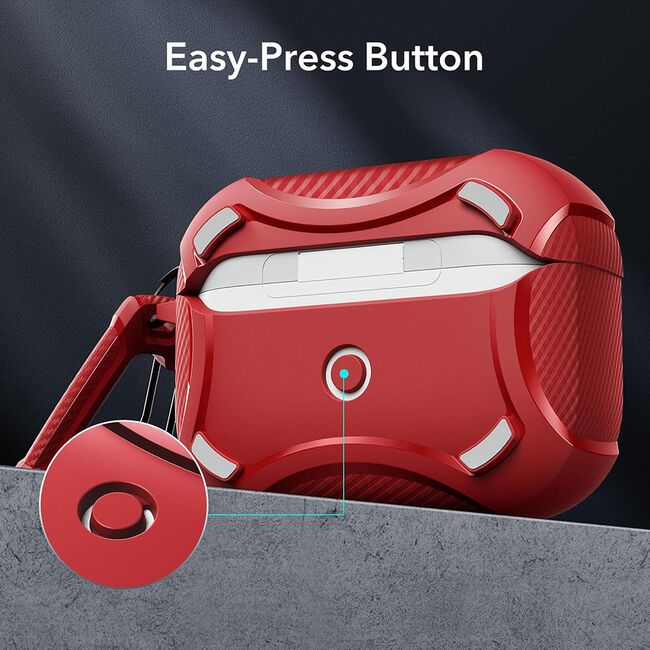 Husa Apple AirPods Pro 1 / 2 ESR Cyber Armor Tough HaloLock, rosu