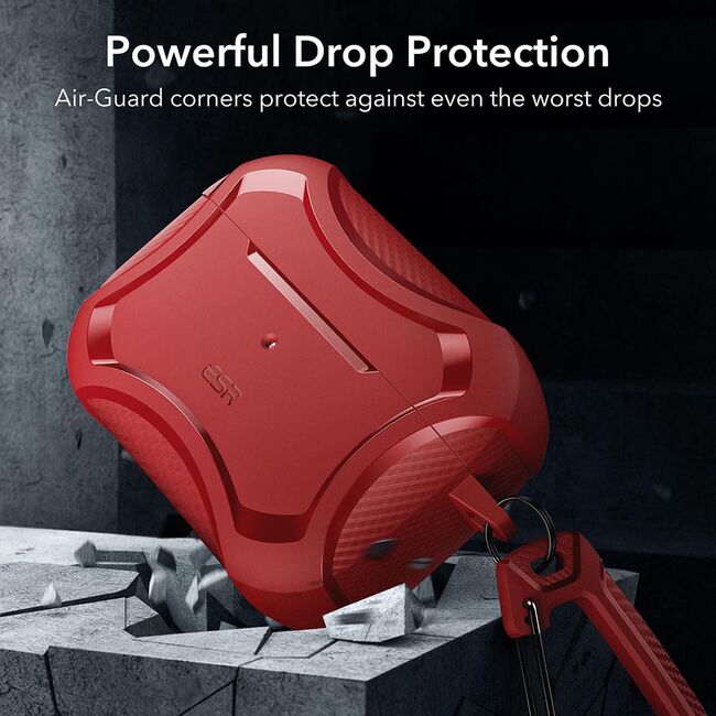 Husa Apple AirPods Pro 1 / 2 ESR Cyber Armor Tough HaloLock, rosu