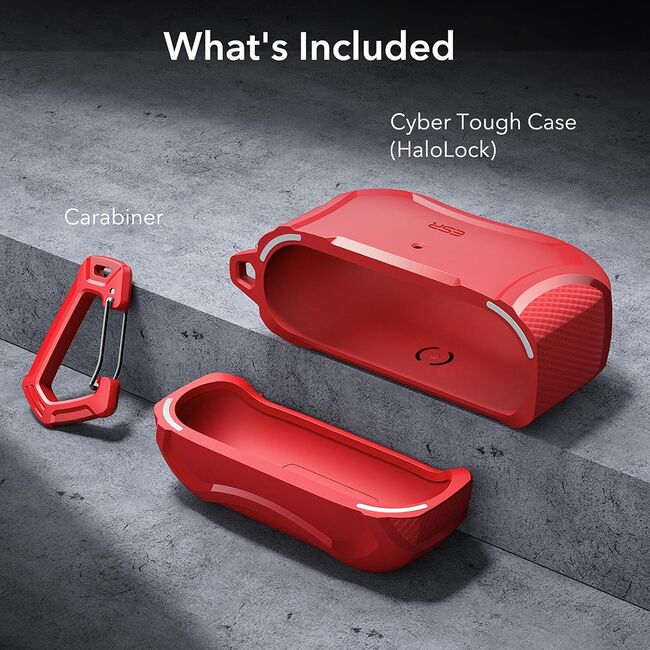 Husa Apple AirPods Pro 1 / 2 ESR Cyber Armor Tough HaloLock, rosu