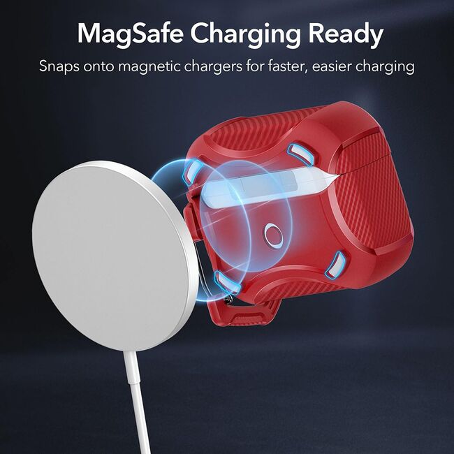 Husa Apple AirPods Pro 1 / 2 ESR Cyber Armor Tough HaloLock, rosu