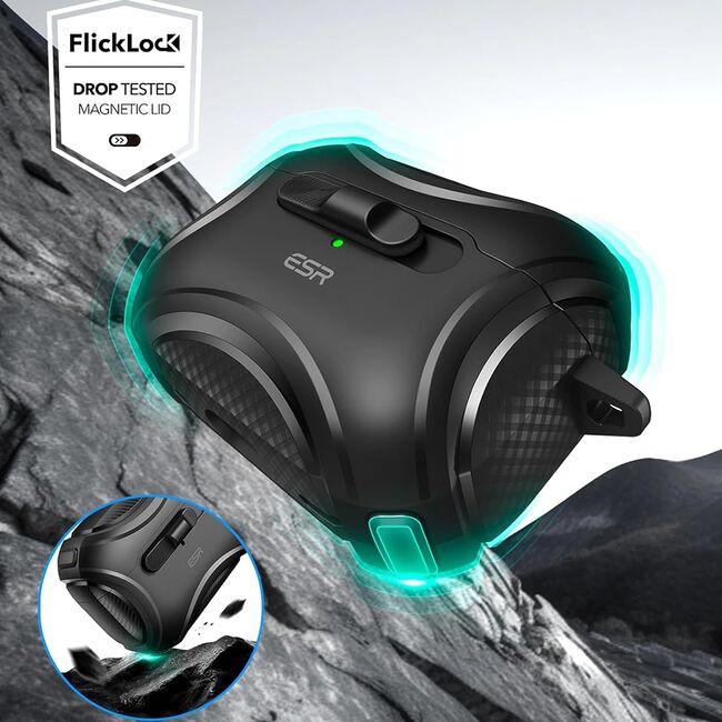 Husa Apple AirPods Pro 1 / 2 ESR Cyber Magnetic Lock HaloLock, negru
