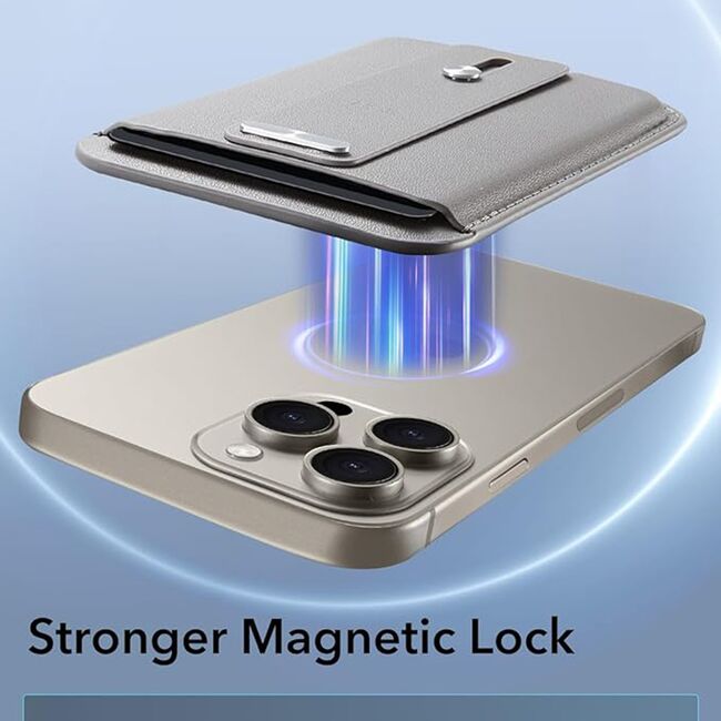 Portofel MagSafe ESR HaloLock premium pentru 3 carduri, bej