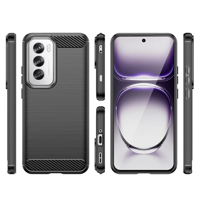 Husa pentru Oppo Reno 12 Pro Carbon Liquid Silicone, negru