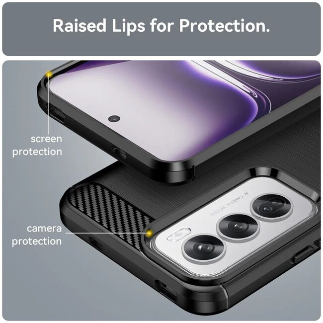 Husa pentru Oppo Reno 12 Pro Carbon Liquid Silicone, negru