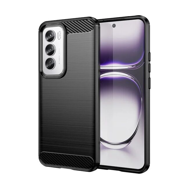 Husa pentru Oppo Reno 12 Pro Carbon Liquid Silicone, negru