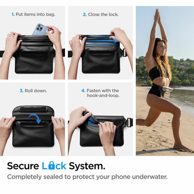 Geanta impermeabila, borseta waterproof Spigen A620, negru