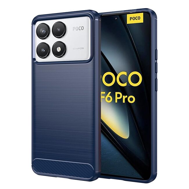 Husa pentru Poco F6 Pro Carbon Liquid Silicone, navy blue