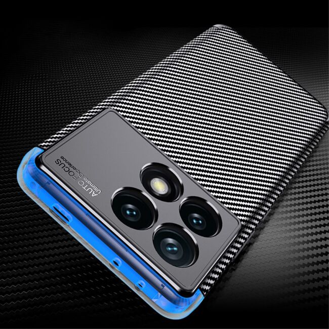 Husa pentru Poco F6 Pro Soft Carbon Fibre Design, Anti-Fingerprint, Anti-Scratch, negru