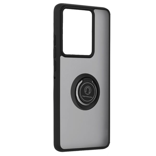 Husa Motorola Edge 50 Pro Techsuit Glinth cu inel suport stand magnetic, negru
