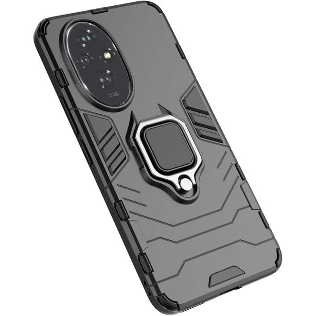 Husa pentru Honor 200 cu inel Ring Armor Kickstand Tough, negru