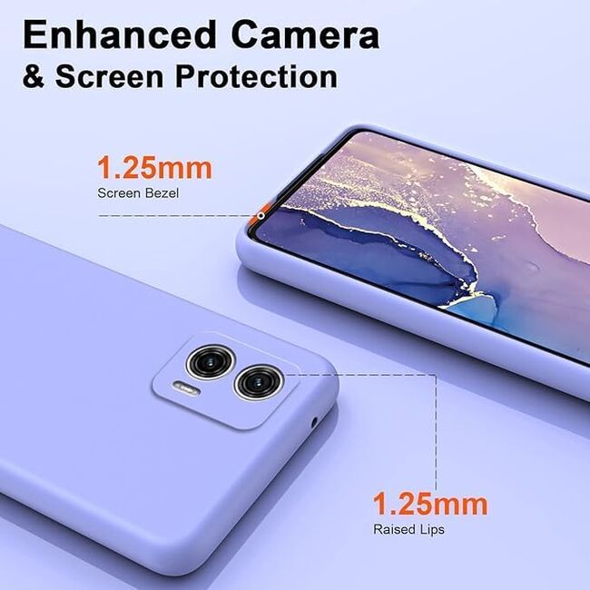 Husa pentru Motorola Moto G84 Liquid Silicone, subțire, captusita cu microfibra, anti amprentă, protectie cameră foto, mov