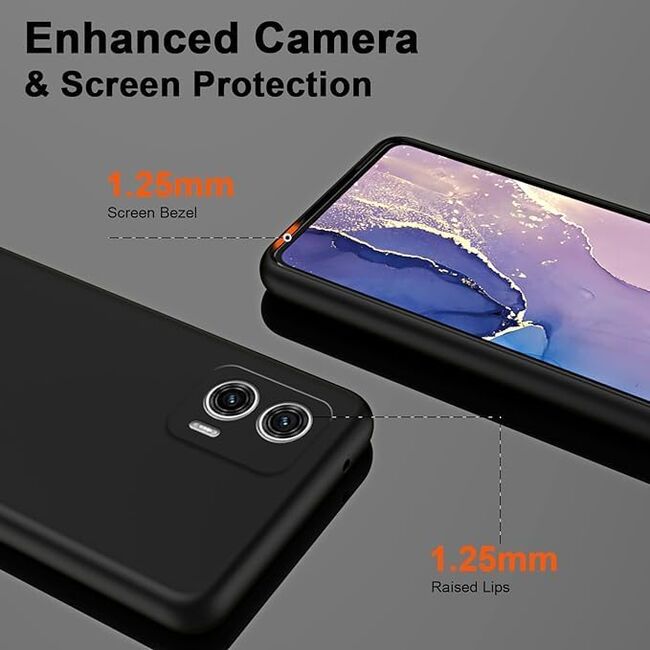 Husa pentru Motorola Moto G84 Liquid Silicone, subțire, captusita cu microfibra, anti amprentă, protectie cameră foto, negru
