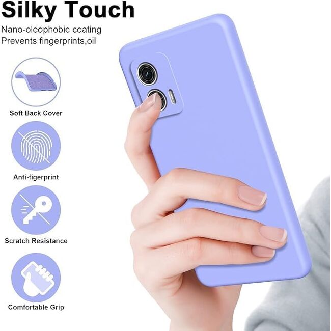 Husa pentru Motorola Moto G84 Liquid Silicone, subțire, captusita cu microfibra, anti amprentă, protectie cameră foto, mov