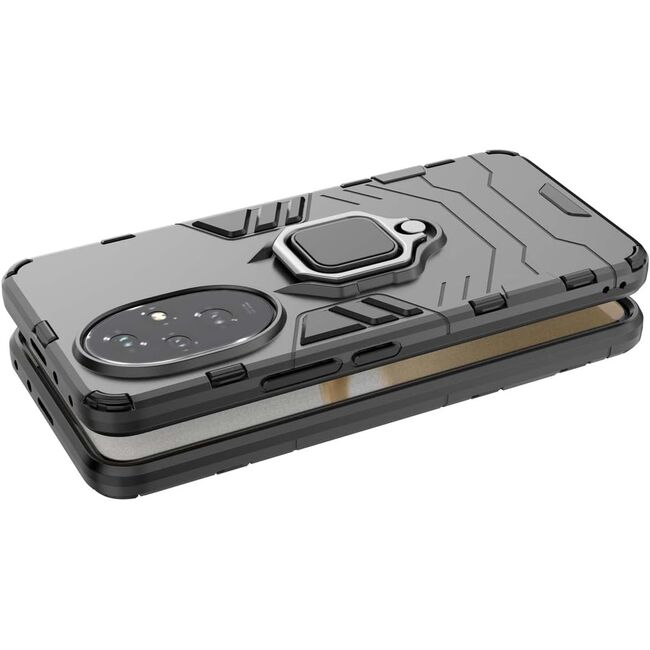 Husa pentru Honor 200 cu inel Ring Armor Kickstand Tough, negru
