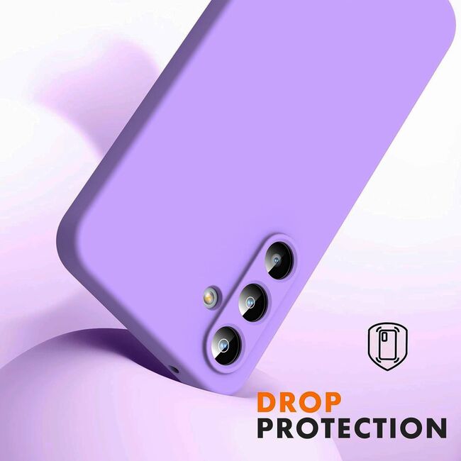 Husa pentru Samsung Galaxy A55 Liquid Silicone, subțire, captusita cu microfibra, anti amprentă, protectie cameră foto, mov