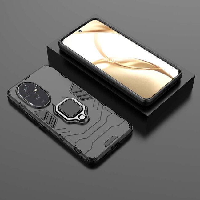 Husa pentru Honor 200 cu inel Ring Armor Kickstand Tough, negru