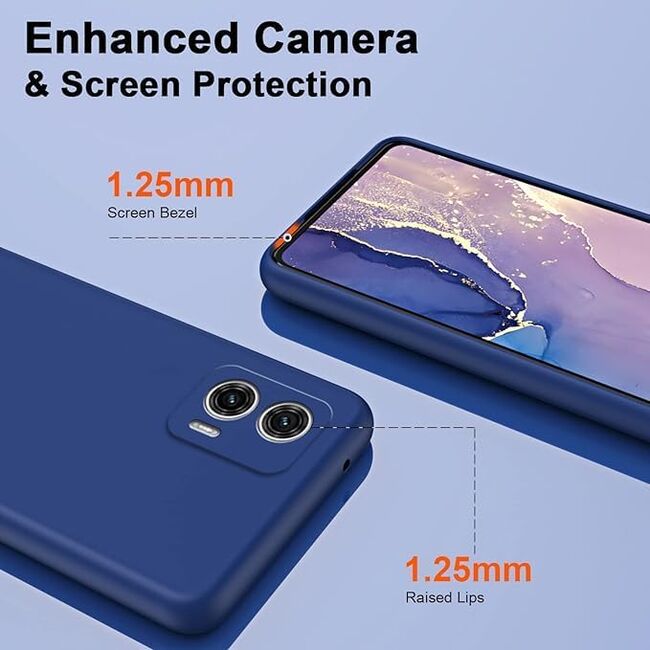 Husa pentru Motorola Moto G84 Liquid Silicone, subțire, captusita cu microfibra, anti amprentă, protectie cameră foto, albastru