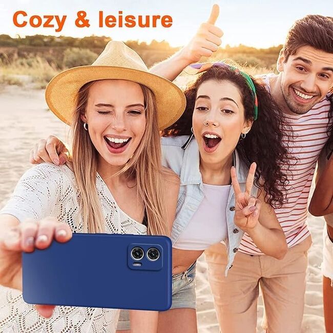 Husa pentru Motorola Moto G84 Liquid Silicone, subțire, captusita cu microfibra, anti amprentă, protectie cameră foto, albastru