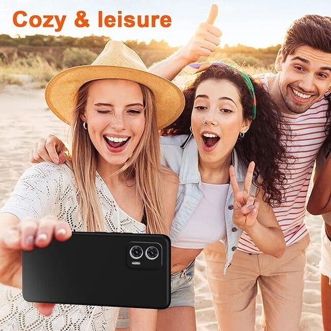 Husa pentru Motorola Moto G84 Liquid Silicone, subțire, captusita cu microfibra, anti amprentă, protectie cameră foto, negru