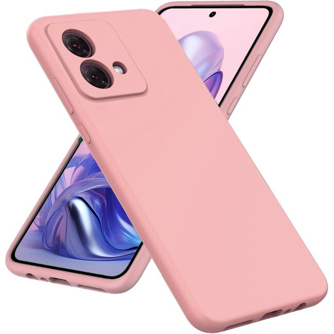 Husa pentru Motorola Moto G84 Liquid Silicone, subțire, captusita cu microfibra, anti amprentă, protectie cameră foto, roz