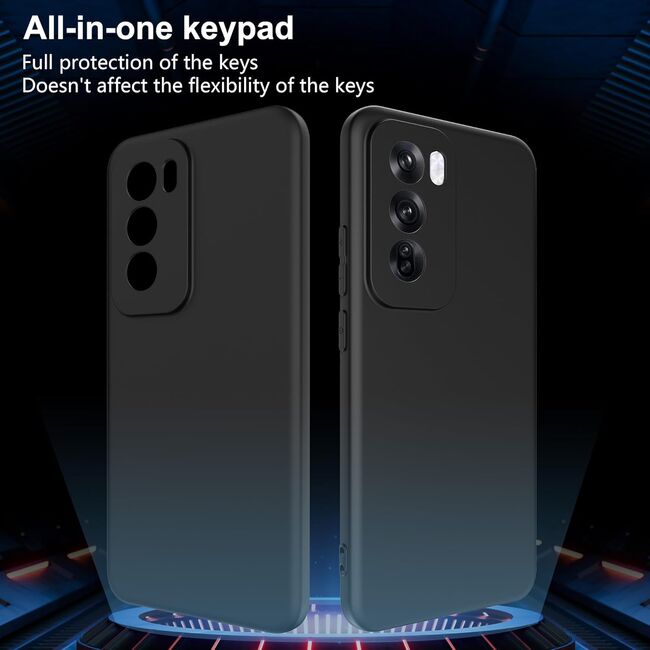 Husa pentru Oppo Reno 12 Liquid Silicone, subțire, captusita cu microfibra, anti amprentă, protectie cameră foto, negru