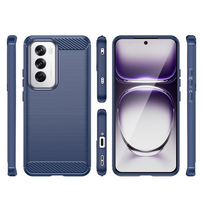 Husa pentru Oppo Reno 12 Carbon Liquid Silicone, navy blue