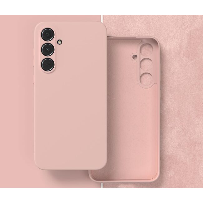 Husa pentru Samsung Galaxy A55 Liquid Silicone, subțire, captusita cu microfibra, anti amprentă, protectie cameră foto, pink sand