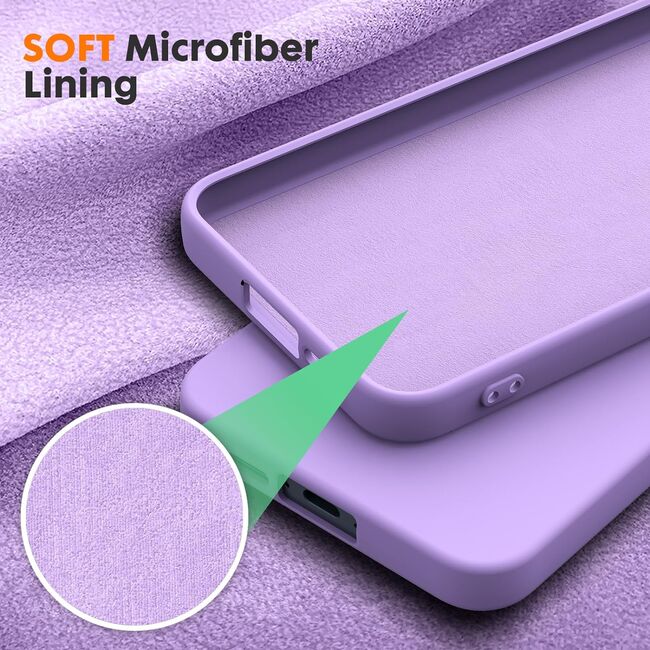 Husa pentru Samsung Galaxy A55 Liquid Silicone, subțire, captusita cu microfibra, anti amprentă, protectie cameră foto, mov
