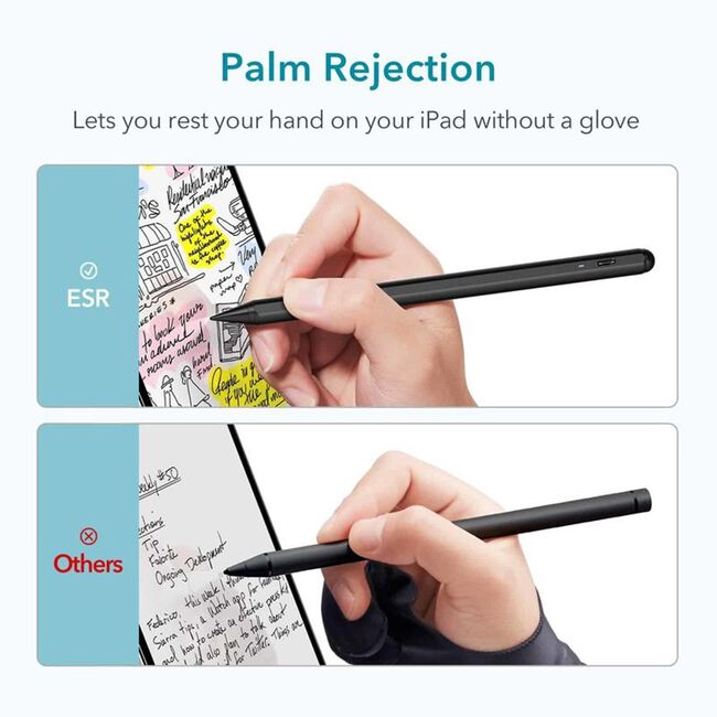 Stylus pen activ Palm Rejection pentru iPad ESR Digital, negru