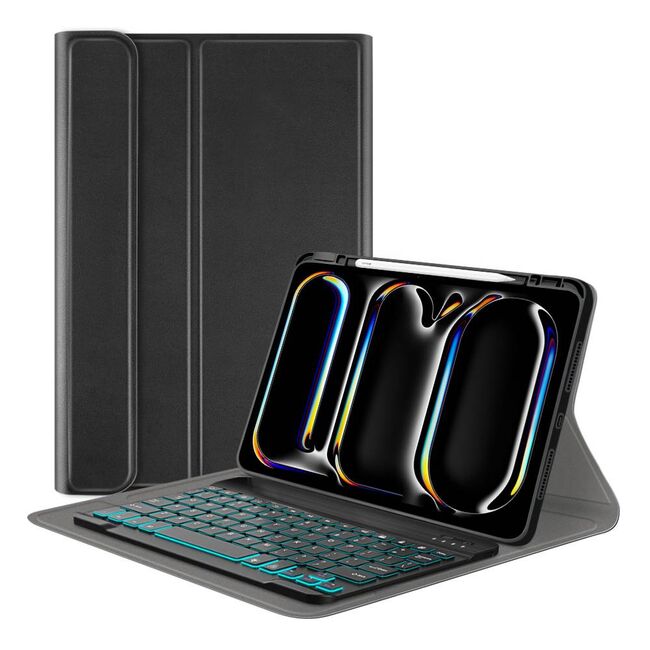 Husa cu tastatura iluminata pentru Apple iPad Pro 13 (2024) M4, negru