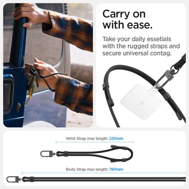 Snur, lanyard pentru telefon Spigen, universal, negru