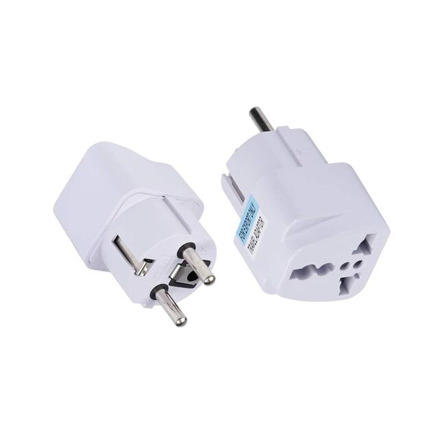 Adaptor priza universal pentru calatorie EU, US, UK, AU, Compatibilitate Globală, Design Durabil din Policarbonat - alb