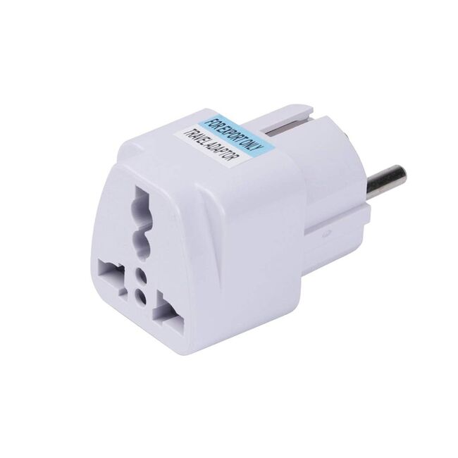 Adaptor priza universal pentru calatorie EU, US, UK, AU, Compatibilitate Globală, Design Durabil din Policarbonat - alb