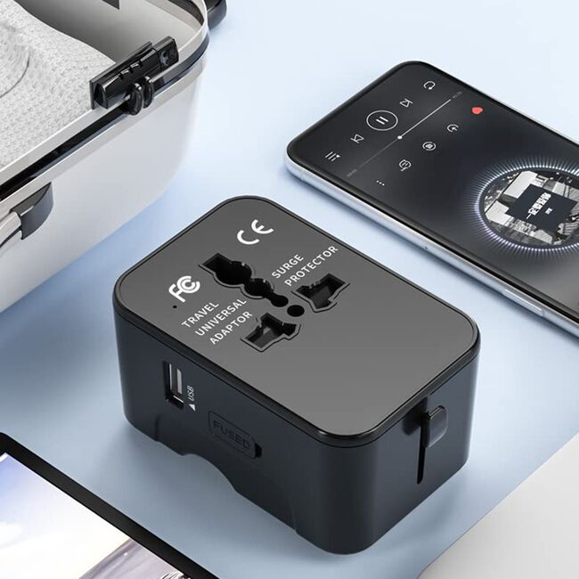 Adaptor priza EU la US, UK, AUS, 2 x USB-C, Techsuit, HHT202-2C