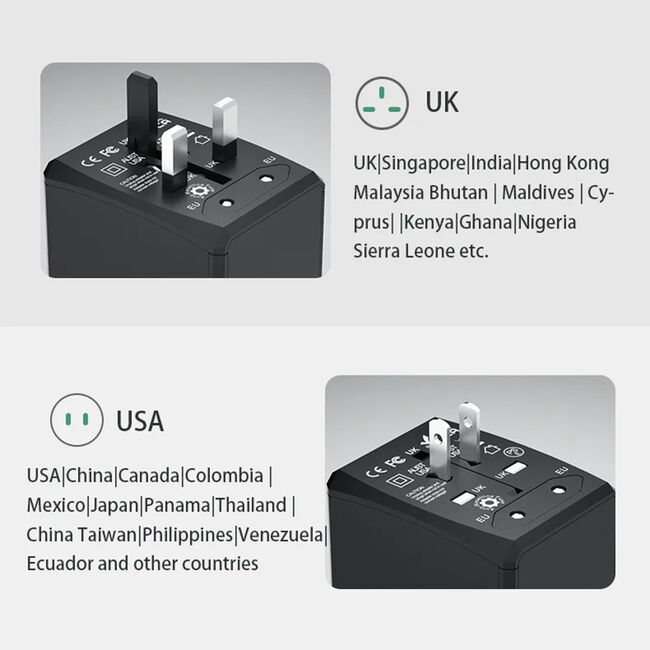 Adaptor priza EU la US, UK, AUS, PD45W, Techsuit, HHT203A