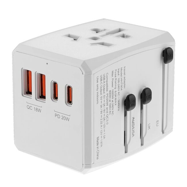 Adaptor priza EU la US, UK, AUS, PD20W, 2 x USB, 2 xType-C Techsuit, HHT904