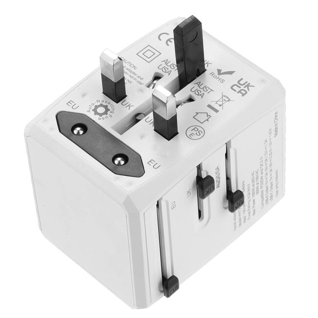 Adaptor priza EU la US, UK, AUS, PD20W, 2 x USB, 2 xType-C Techsuit, HHT904