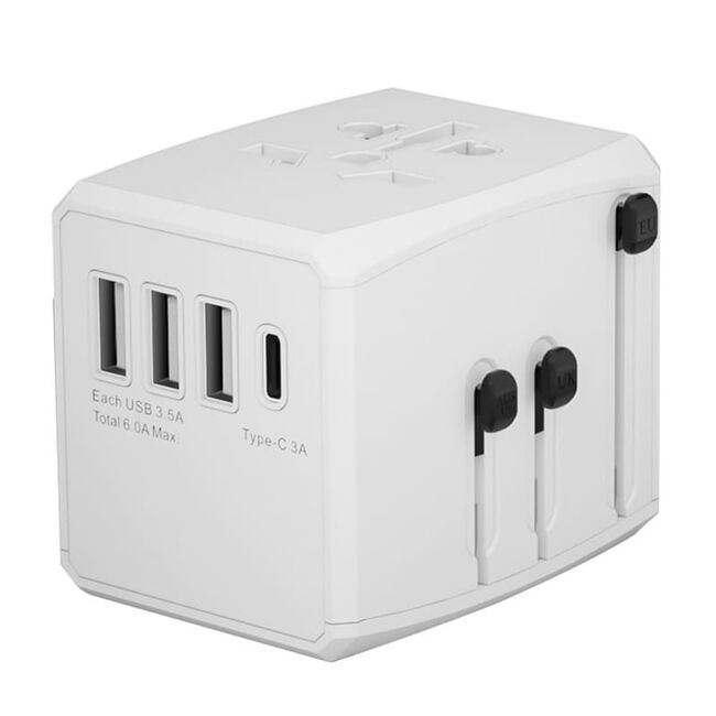 Adaptor priza EU la US, UK, AUS, PD30W, 3 x USB, Type-C, Techsuit, HHT904