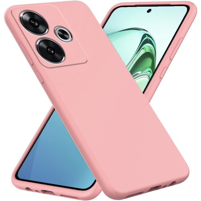 Husa pentru Xiaomi Redmi 13 Liquid Silicone, subțire, captusita cu microfibra, anti amprentă, protectie cameră foto, roz