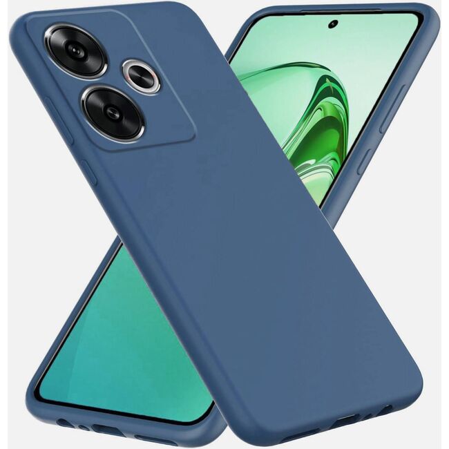 Husa pentru Xiaomi Redmi 13 Liquid Silicone, subțire, captusita cu microfibra, anti amprentă, protectie cameră foto, albastru