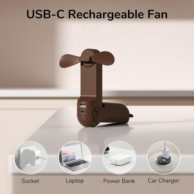 Ventilator portabil premium pliabil, 3 in 1, cu lanterna si acumulator extern 4500 mAh, max 40 ore de functionare, reincarcabil, USB-C, 3 viteze, verde deschis