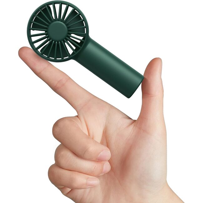 Mini ventilator portabil cu baterie de 2000mAh, 3 viteze, reîncărcabil, USB-C pentru casă, exterior, verde